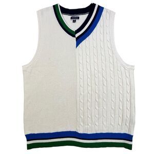 Club Room Sweater Vest Mens XXL 2 Panel Cable Knit Cricket Tennis Grandpa Preppy
